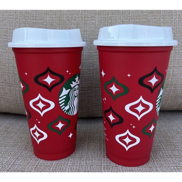 2 Starbucks 2023 Reusable Holiday Red Hot Cup 16oz Christmas Tumbler Grande NEW - Picture 3 of 5
